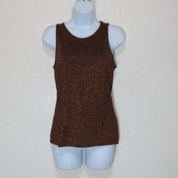 ZARA*‎ Women's Sleeveless Boatneck Straight Hem Flashy Blouse~ Size Large - Picture 1 of 9